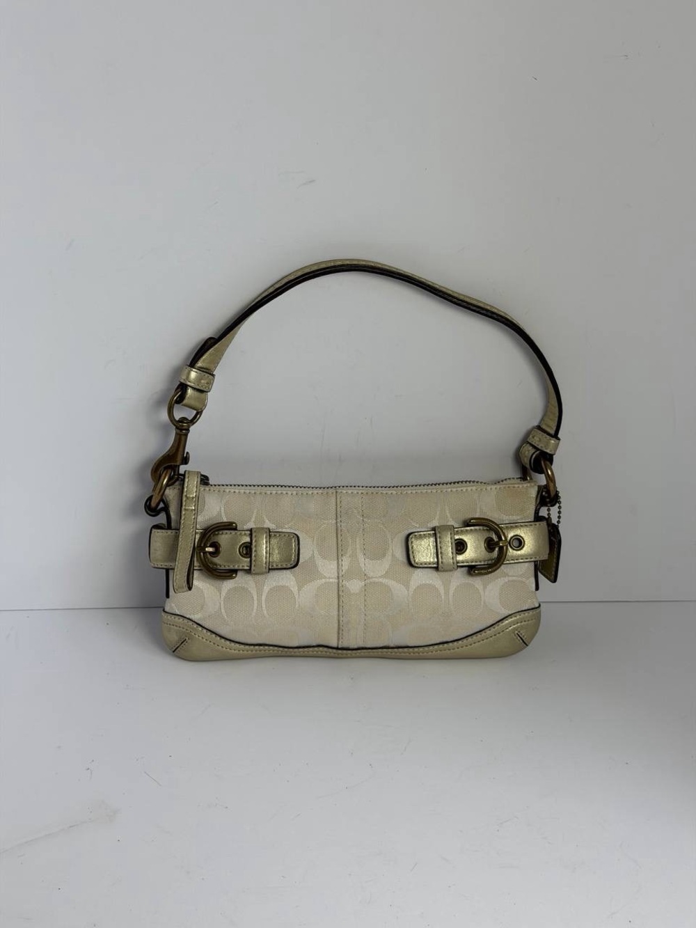 Coach Y2K Pale Signature Canvas/Gold Trim Demi Shoulder Bag
